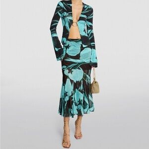 Louisa Ballou Cardigan Long Sleeve Ribbed Knit Y2K 90s Vintage Top Shirt Sz S